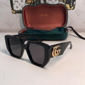 New Gucci Geometric Men’s Women’s Sunglasses GG0956S 003 Black/Gold 54mm